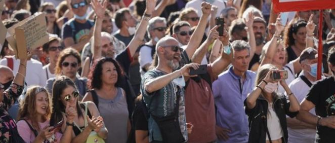 Manifestación en contra de las mascarillas frente a la Covid (Foto. EP)