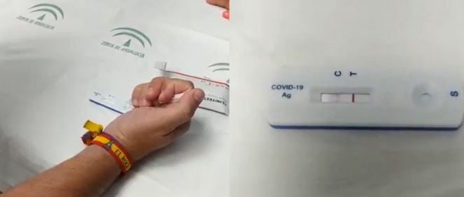 Imágenes del vídeo en el que sanitarios del Hospital Virgen Macarena de Sevilla demuestran cómo, presuntamente, falsear un test de antígenos. (Foto. ConSalud.es)