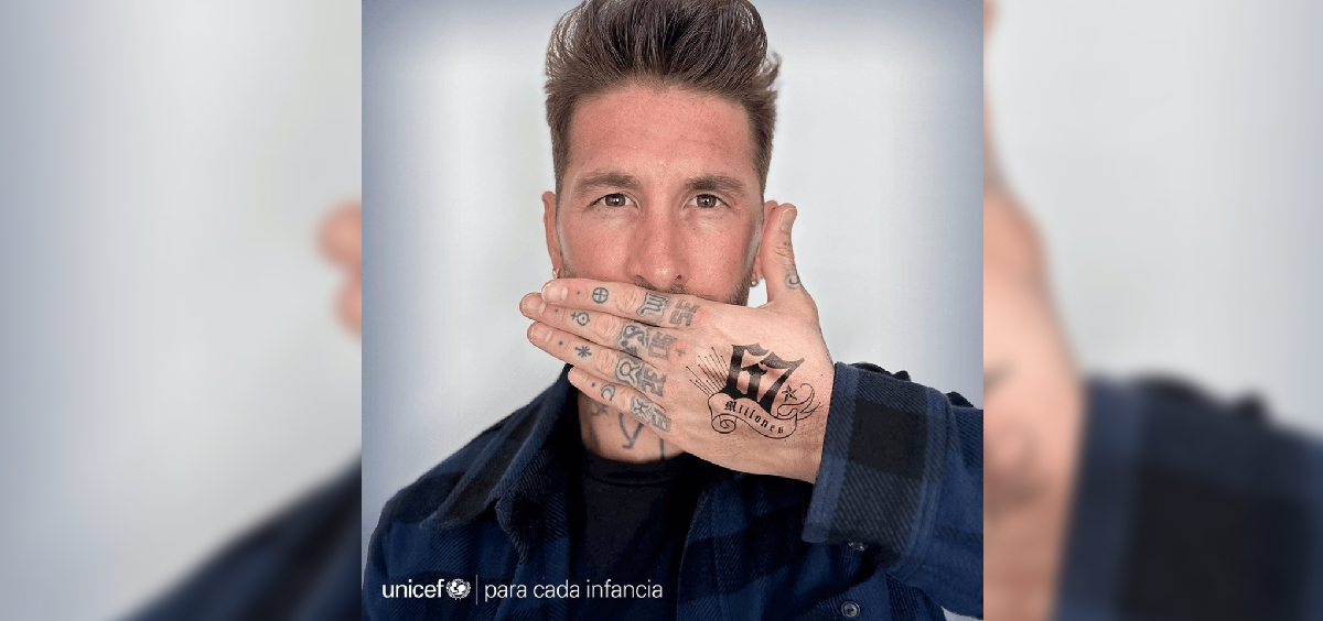 Sergio Ramos denuncia con un tatuaje que 67 millones de niños se han podido vacunarse por la Covid (Foto: Unicef)