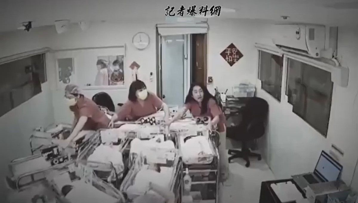 Enfermeras neonatales durante el terremoto en Taiwán (Foto. @AlertaMundoNews)