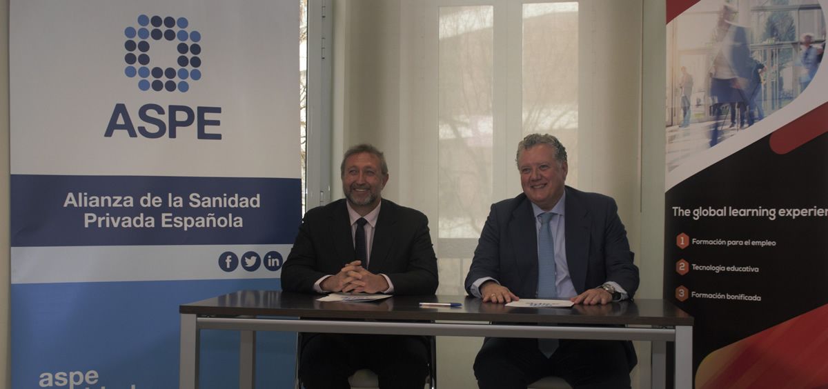 De izq. a dcha., Alfonso de la Lama Noriega, secretario general de ASPE; y Javier Díez, presidente de Grupo Hedima.