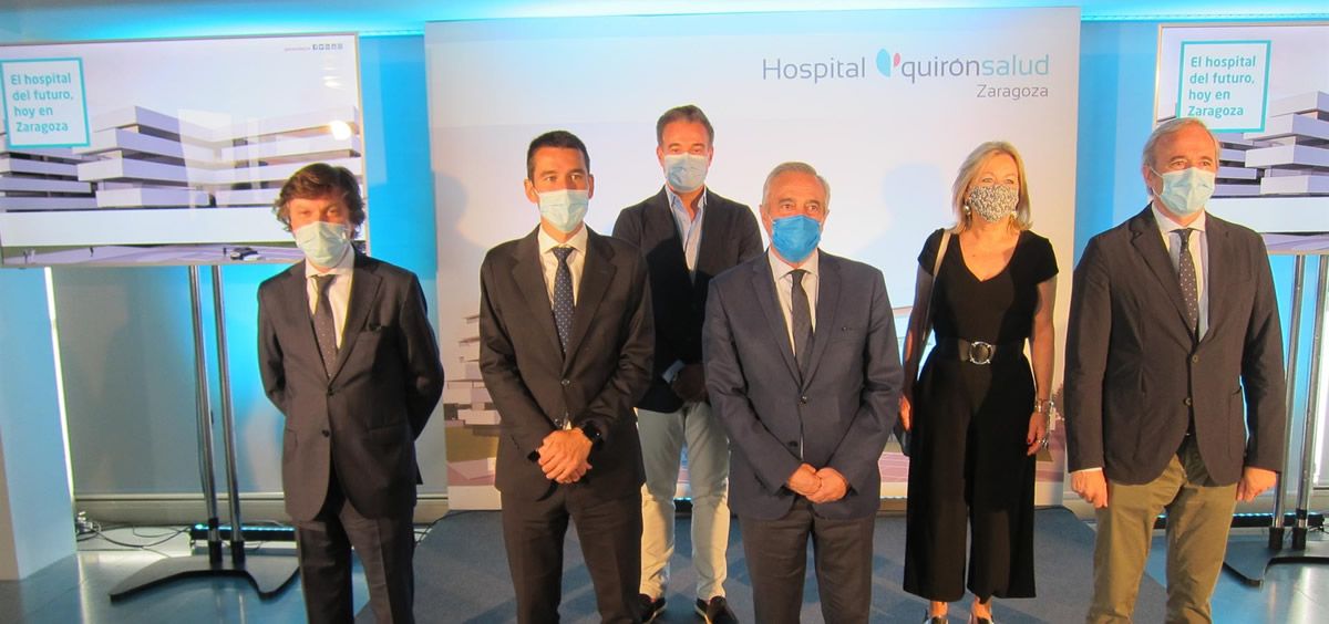 Autoridades que participan en la presentación del proyecto del nuevo Hospital Quirónsalud Zaragoza.   EUROPA PRESS