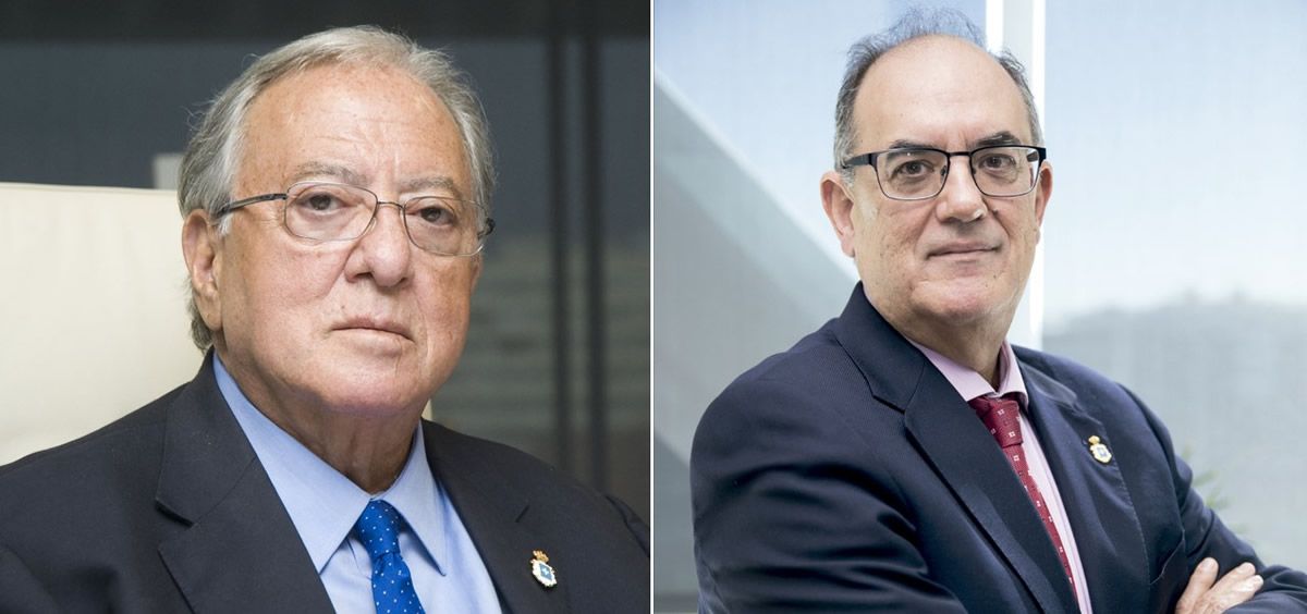 De izq. a dcha., Diego Murillo, presidente de honor de A.M.A.; y Luis Campos, presidente de la mutua. (Foto. A.M.A.)