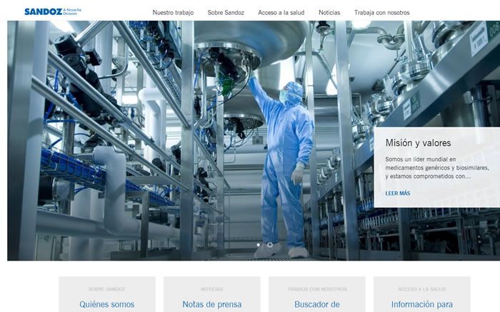 Sandoz estrena su nueva página web corporativa en España