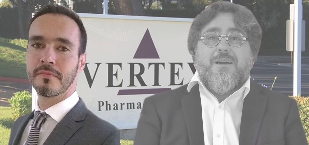 Humberto Stefanutti, nuevo director general de Vertex España y Portugal junto a su antecesor en el cargo, Felis Iglesias