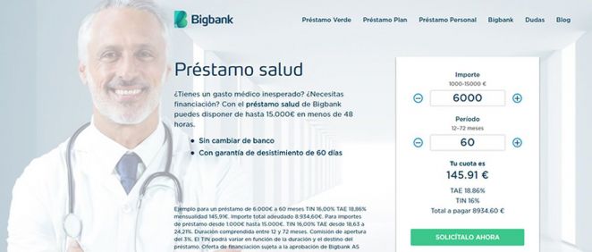 Bigbank lanza el nuevo préstamo salud para personas que tienen que afrontar un gasto inesperado por motivos de salud.