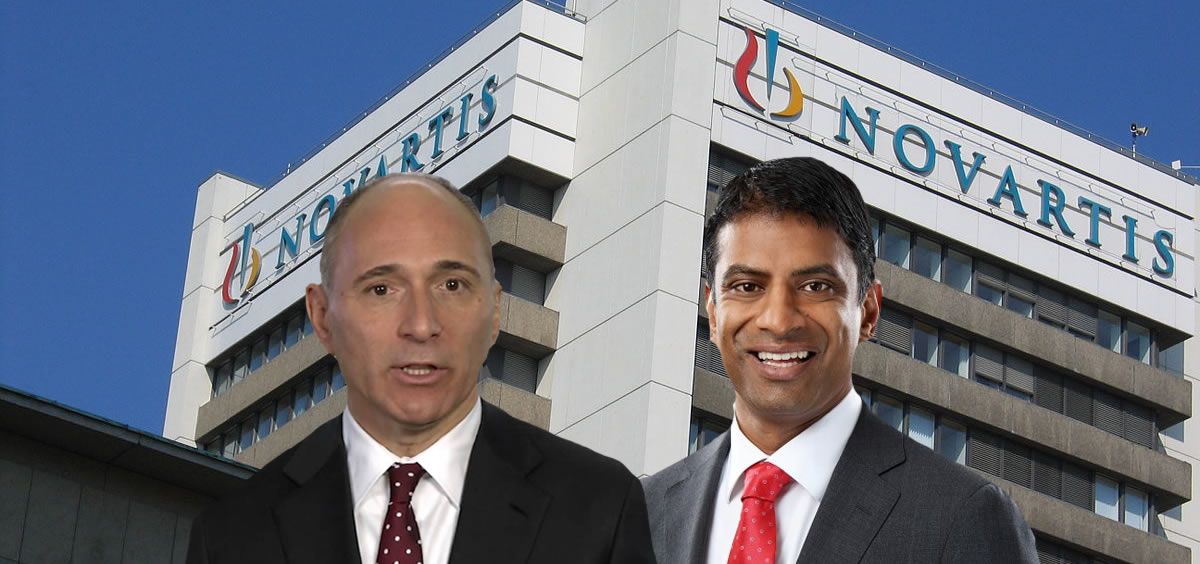 Joseph Jimenez, CEO de Novartis, junto con Vas Narasimmhan, su sucesor a partir del próximo 1 de febrero.