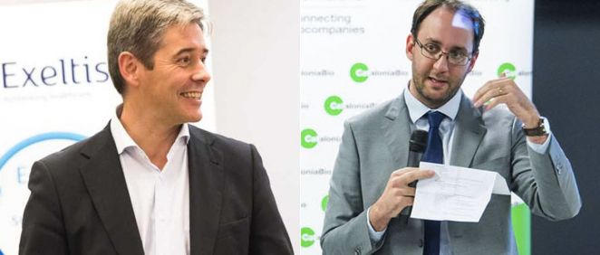 De izq. a dcha., Álberto Fábregas, director general de Exeltis España, y Rosendo Garganta, fundador y CEO de Devicare.