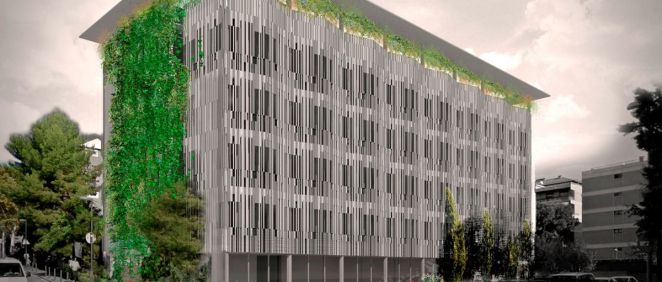 Maqueta del nuevo centro médico del Grupo Asisa en Barcelona, que contará con la máxima eficiencia energética.
