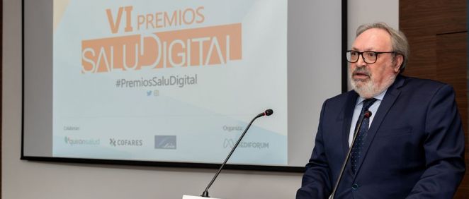 El presidente del Grupo Mediforum, Juan Blanco, durante su intervención en los VI Premios SaluDigital (Foto.: Miguel Ángel Escobar)