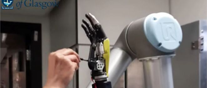 La mano robótica con piel sensible (Foto. Universidad de Glasgow)