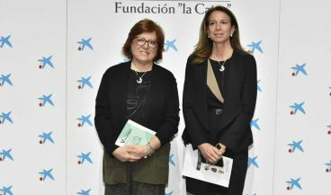 Mercedes Fernández Castro y Gloria Calero, durante su intervención en el V Foro de Comunicación Salud Digital (Foto. Miguel Ángel Escobar)
