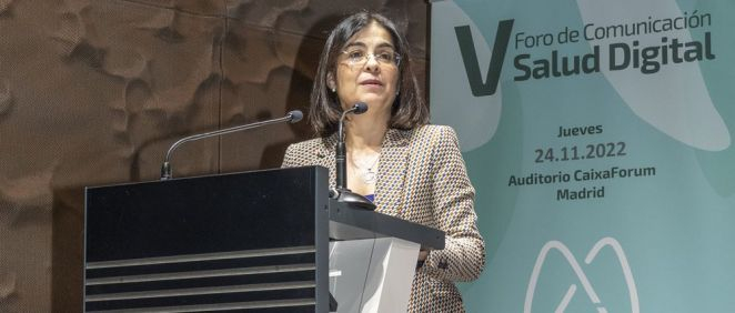 Carolina Darias, ministra de Sanidad, en el V Foro de Comunicación Salud Digital (Foto: Óscar Frutos)
