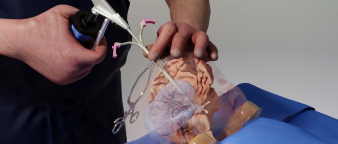 Avatar del neurocirujano Benjamin Warf en el modelo de realidad virtual (Foto. MIT.nano Immersion Lab)