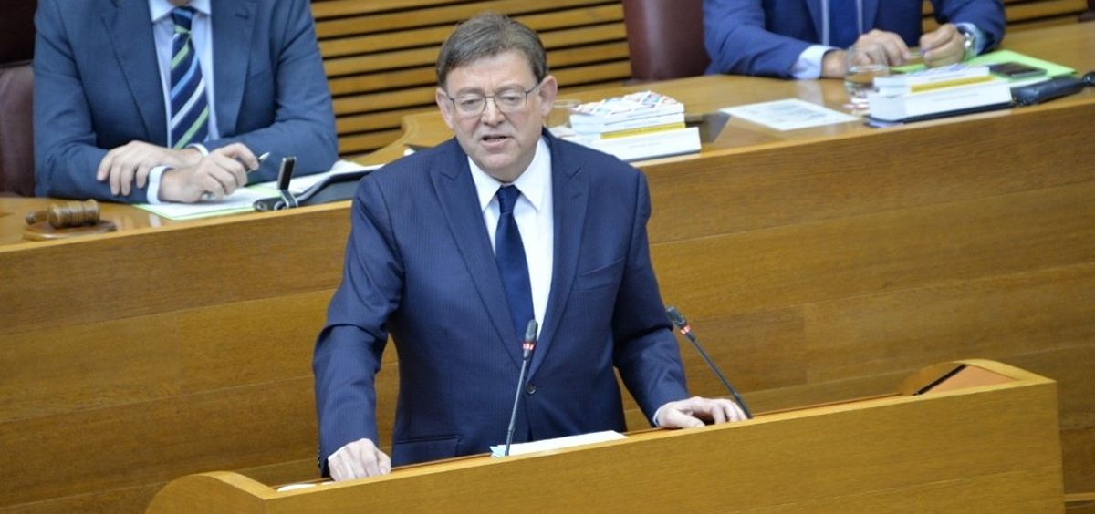 Ximo Puig, durante el debate de investidura, antes de ser investido presidente autonómico.