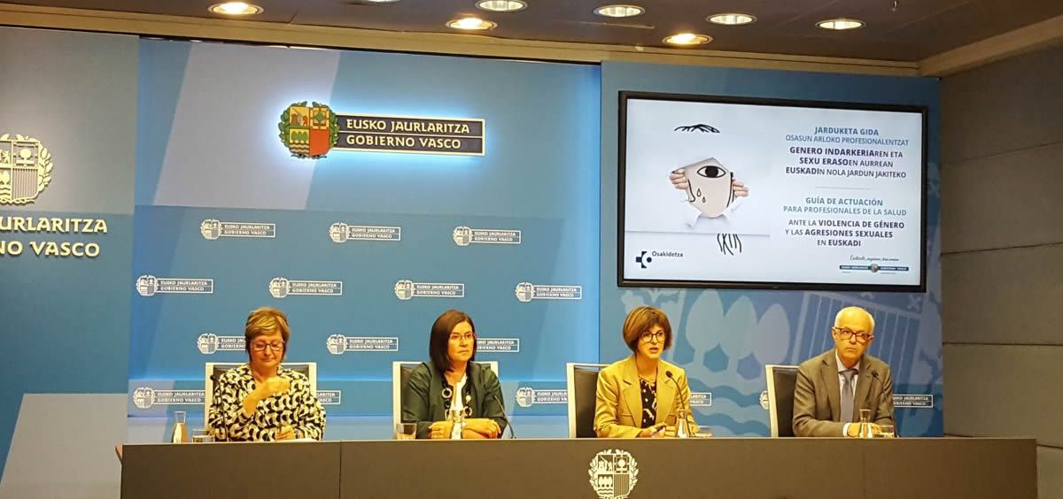 Presentación de la guía de actuación para profesionales de la salud ante la violencia de género y las agresiones sexuales en el País Vasco | Foto: Twitter de Osakidetza