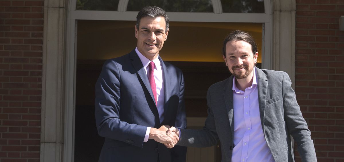 Pedro Sánchez, secretario general del PSOE, y Pablo Iglesias, líder de Unidas Podemos / Foto: Flickr La Moncloa