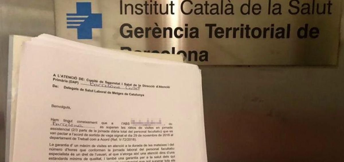 Documento presentado ante el Instituto Catalán de Salud (ICS) por parte de Metges de Cataluña. (Foto. Metges)