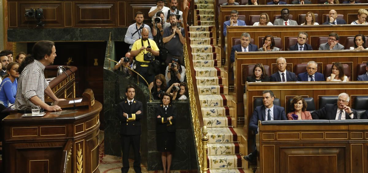 Pablo Iglesias interviniendo antes de la segunda votación de la sesión de investidura. (Foto. Congreso de los Diputados)