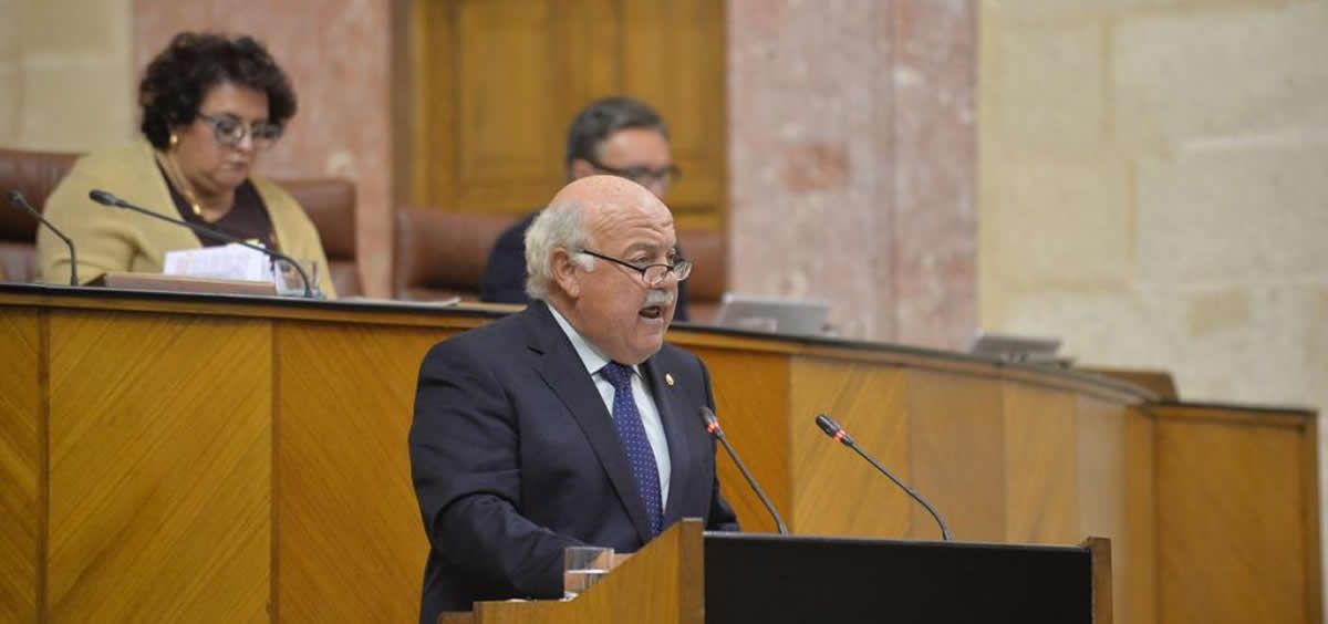 Jesús Aguirre, durante su comparecencia en el Parlamento andaluz. (Foto. Junta de Andalucía)