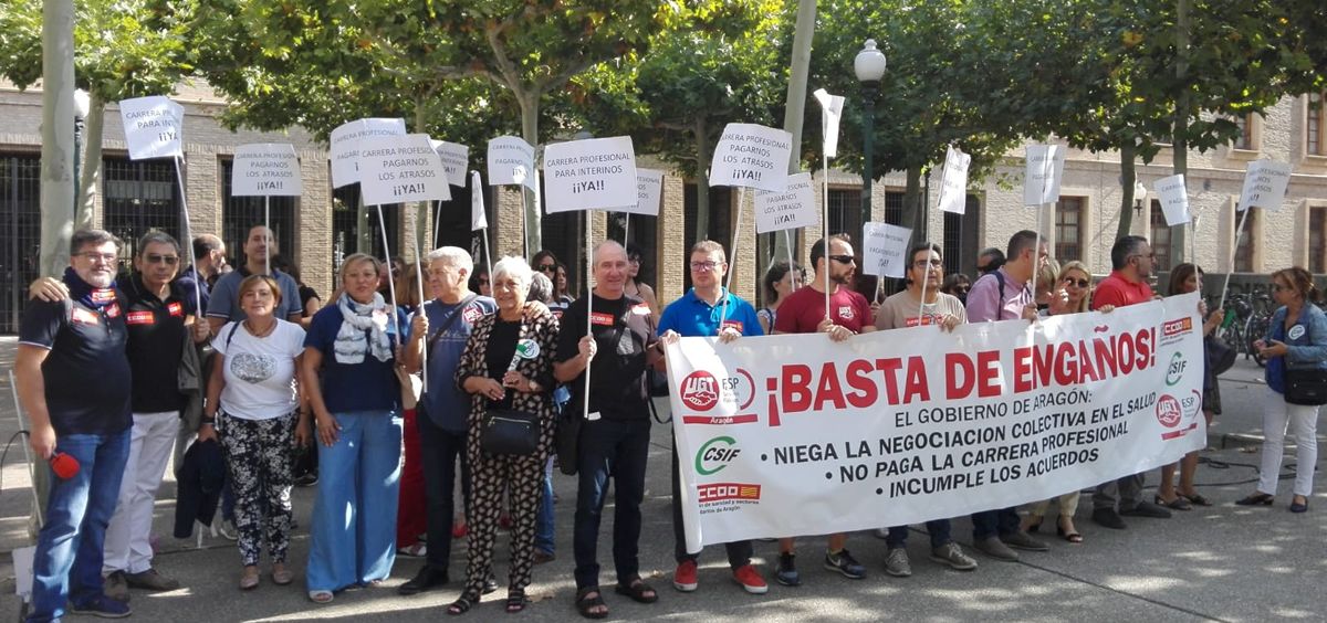 Protestas de los sanitarios del SALUD. (Foto. CSIF Aragón)