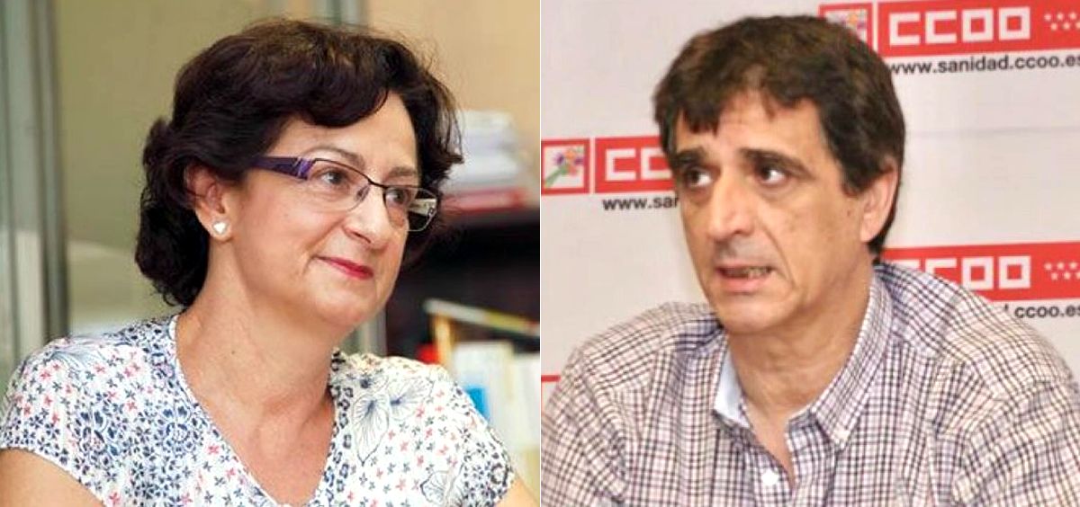 Gracia Álvarez, secretaria de FeSP-UGT, y Antonio Cabrera, secretario general de FSS-CC.OO. (Montaje ConSalud.es)