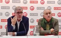 Rueda de prensa de Unai Sordo (CCOO) y Pepe Álvarez (UGT). (Foto. CCOO)