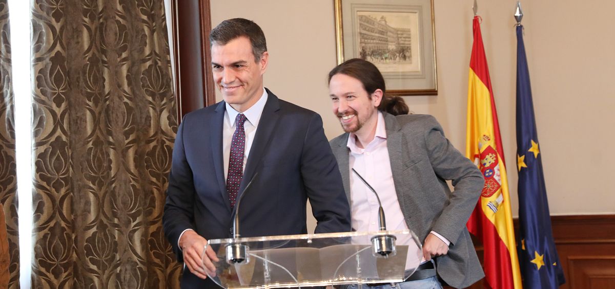 Pedro Sánchez y Pablo Iglesias, líderes de PSOE y Unidas Podemos (Foto: PSOE / Inma Mesa)