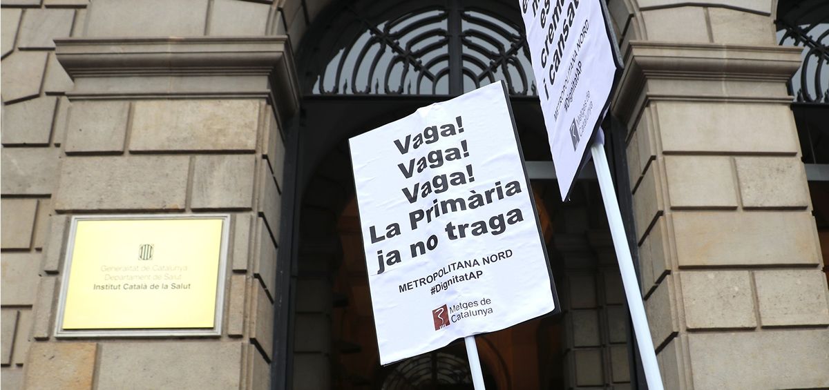 Momento de una reclamación de Metges de Catalunya ante el ICS (Foto: @metgescatalunya)