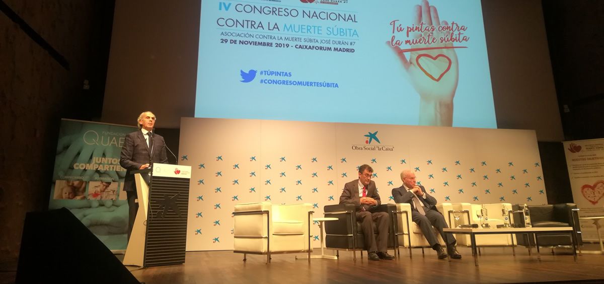 El consejero de Sanidad de la Comunidad de Madrid, durante la inauguración oficial del IV Congreso Nacional contra la Muerte Súbita (Foto: Juanjo Carrillo - ConSalud.es)