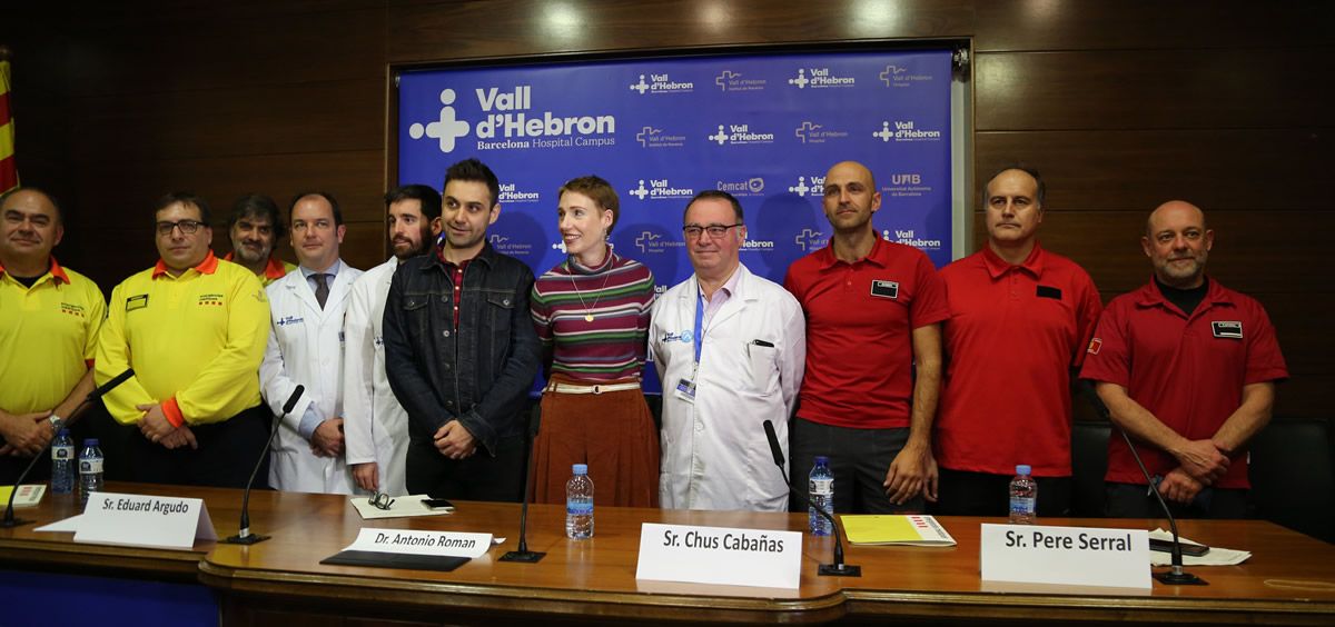 Profesionales del Hospital Vall d´Hebrón, los bomberos de la Generalitat de Cataluña y el Sistema d’Emergències Mèdiques (Foto. Vall d´Hebrón)