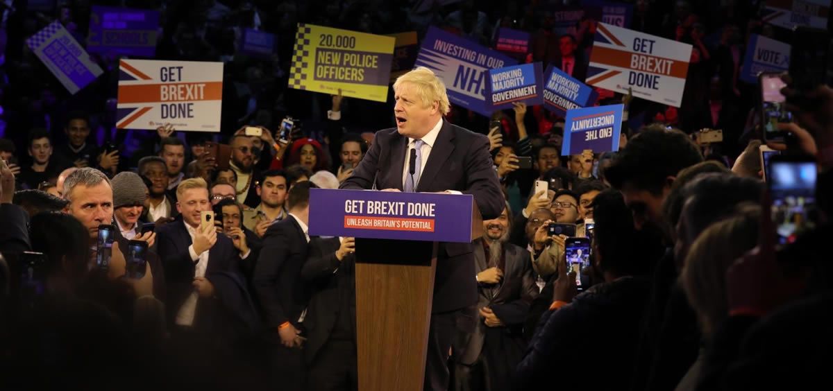 El primer ministro del Reino Unido, Boris Johnson, durante un mitin del Partido Conservador (Foto: @BorisJohnson)