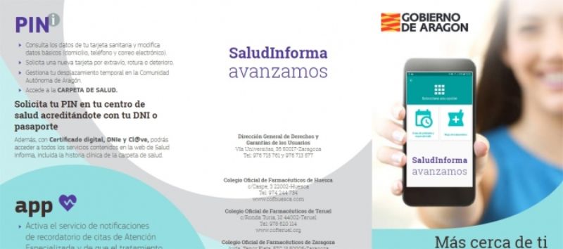 Tríptico informativo sobre las funcionalidades de Salud Informa. (Foto. Gobierno de Aragón)