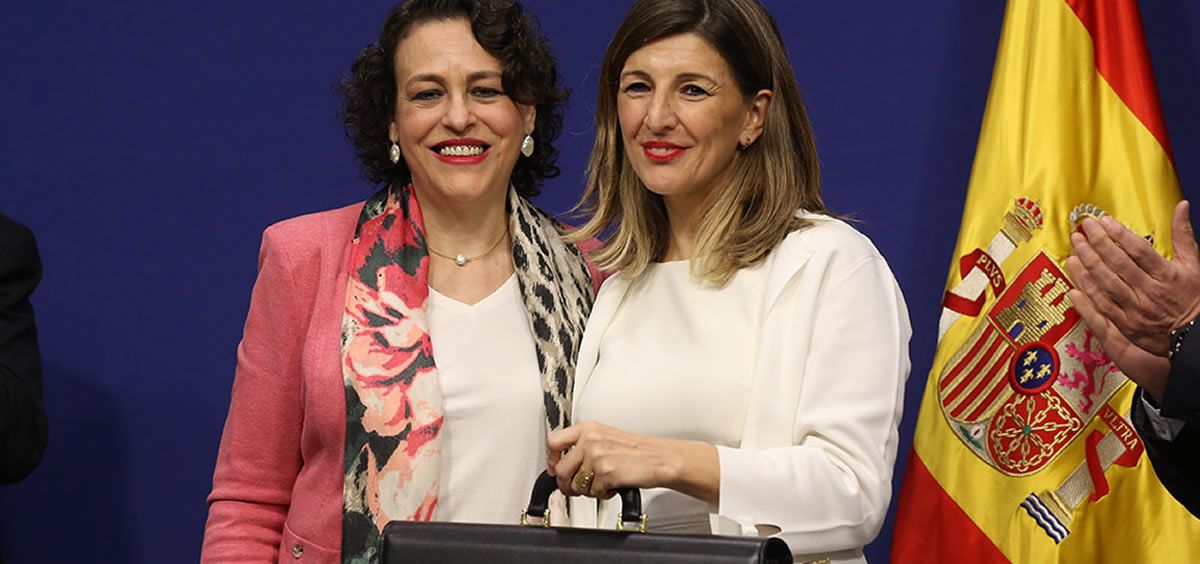 La exministra de Trabajo, Magdalena Valerio y su predecesora, Yolanda Díaz. (Foto. Min. de Trabajo)