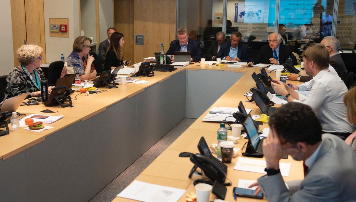 El director general de la OMS, Tedros Adhanom, durante la reunión con el Comité de Expertos