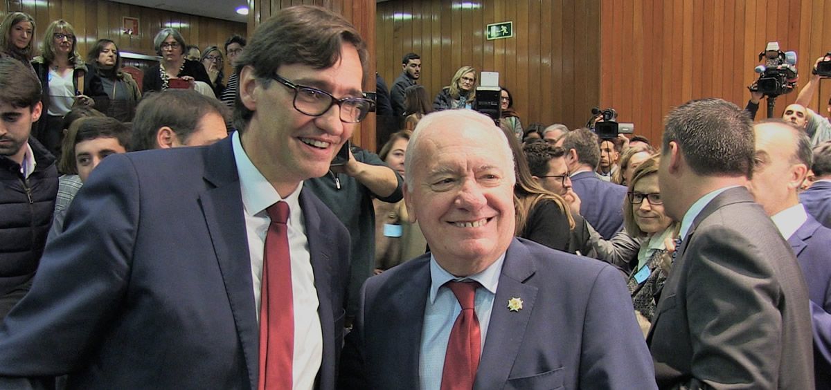 El ministro de Sanidad, Salvador Illa y el presidente del Consejo Genera del Enfermería, Florentino Pérez Raya (Foto. CGE)