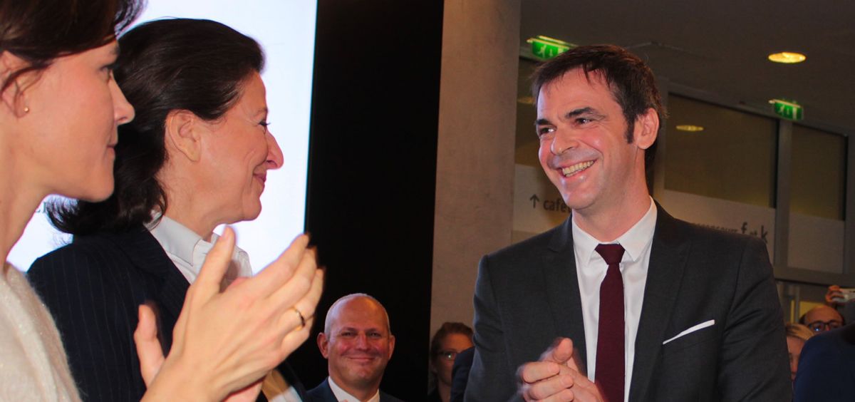 Olivier Véran, nuevo ministro de Salud de Francia, junto a Agnès Buzyn (Foto: @olivierveran)