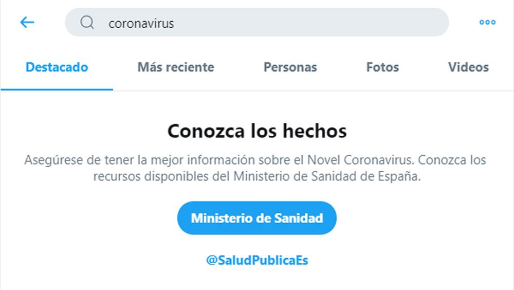 Búsqueda en Twitter del coronavirus (Foto: ConSalud.es)