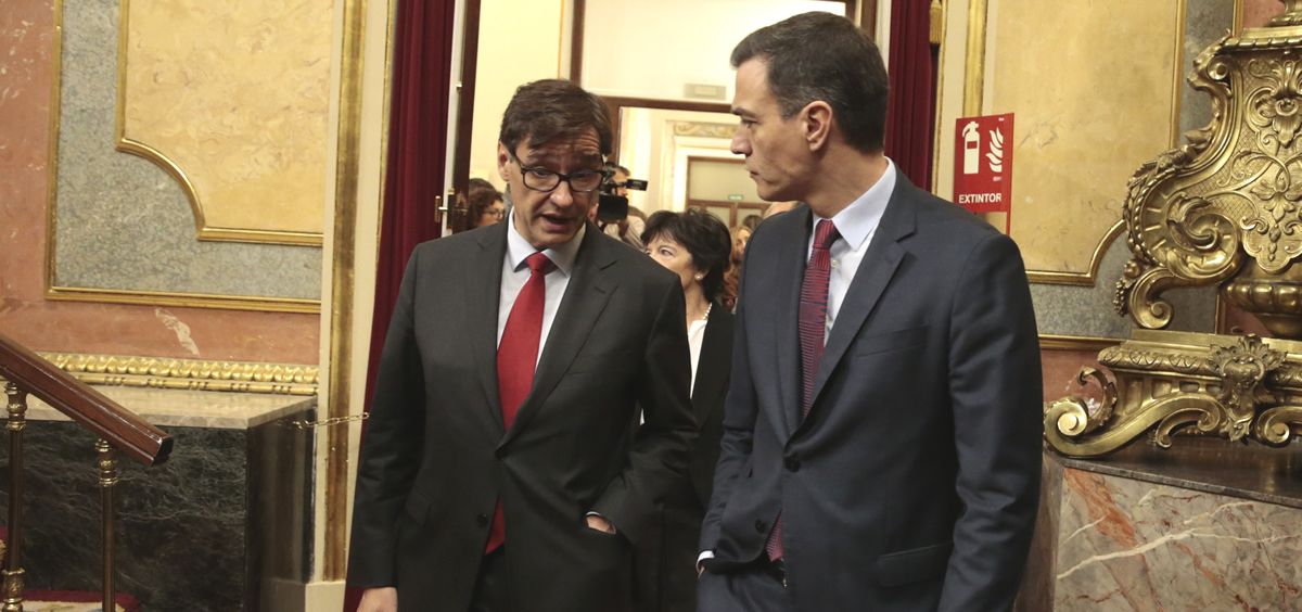 Salvador Illa y Pedro Sánchez, en el Congreso de los Diputados (Foto: La Moncloa)