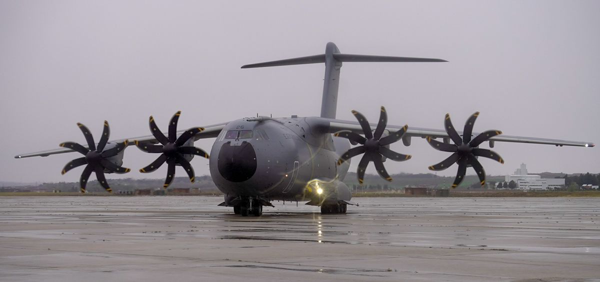 Avión del Ejército del Aire a su llegada a la base de Torrejón (Foto. Ministerio de Defensa)
