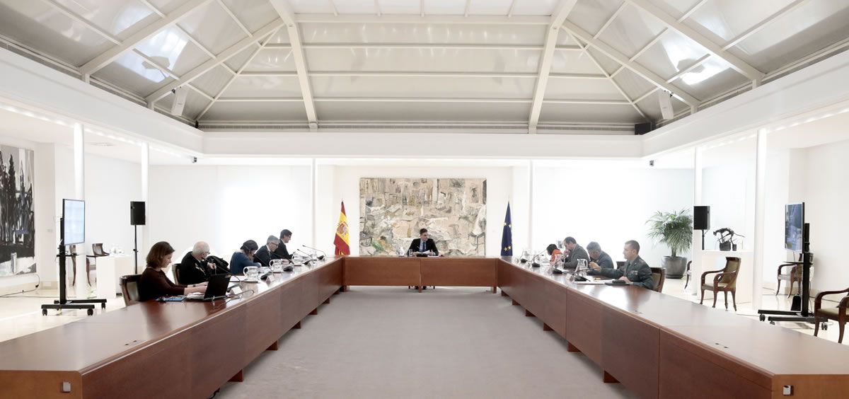 Pedro Sánchez preside la reunión del Comité de Técnicos del coronavirus (Foto. La Moncloa)