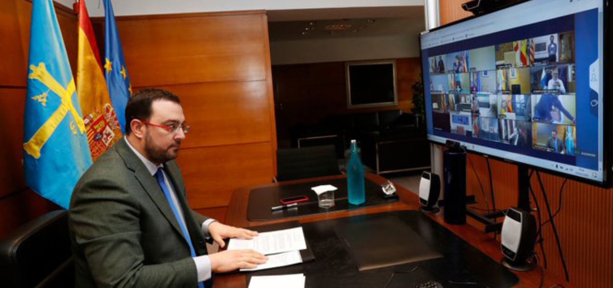 El presidente del Principado de Asturias, Adrián Barbón, en la Conferencia de presidentes autonómicos (Foto. Principado de Asturias)