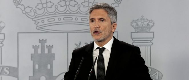 El ministro del Interior, Fernando Grande Marlaska, en rueda de prensa telemática (Foto: La Moncloa)