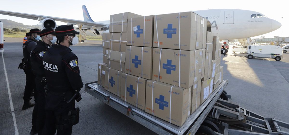 Llegada de material sanitario a Tenerife (Foto: Gobierno de Canarias)