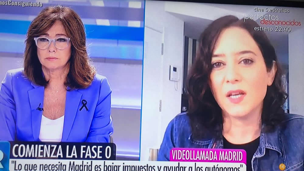 La presidenta de la Comunidad de Madrid, Isabel Díaz Ayuso, durante la entrevista en 'El programa de Ana Rosa' (Foto: ConSalud.es)