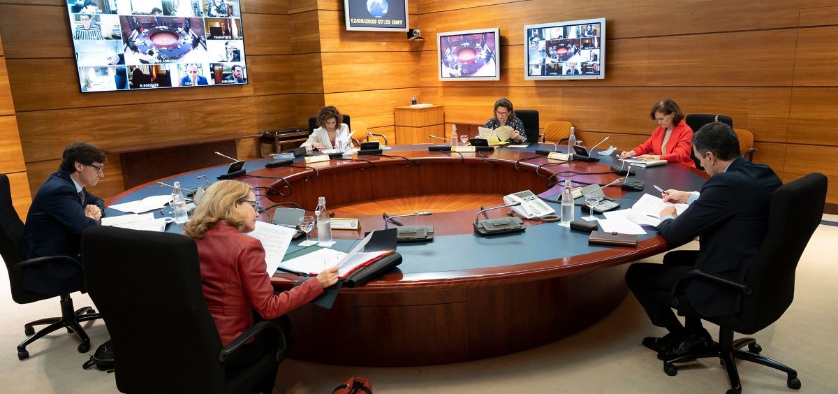 Imagen del Consejo de Ministros con carácter no presencial, por videoconferencia, realizado el pasado martes. (Foto. Pool Moncloa / Borja Puig de la Bellacasa)