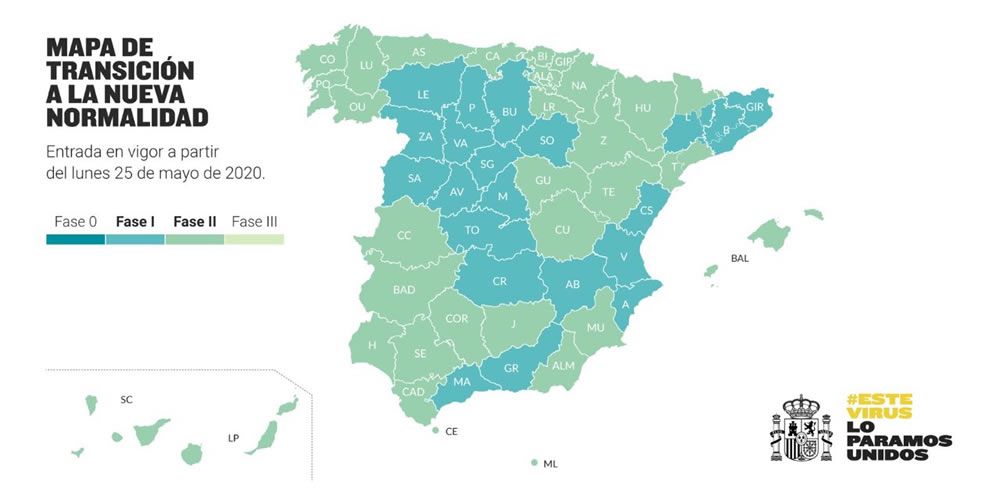 Mapa de transición a la nueva normalidad (Foto. Gobierno de España)