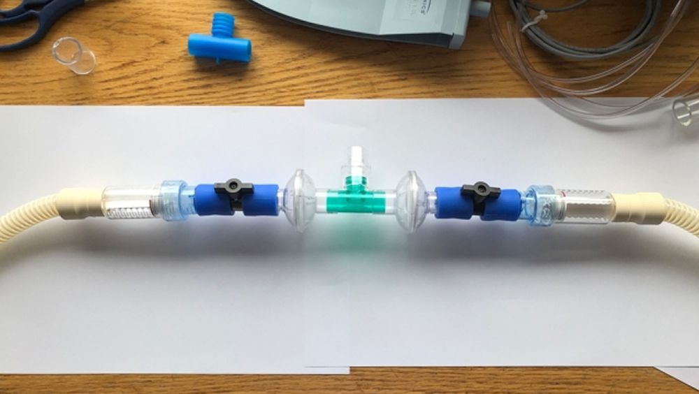 El sistema propuesto por el equipo de ingenieros para compartir un respirador (Foto: MIT)