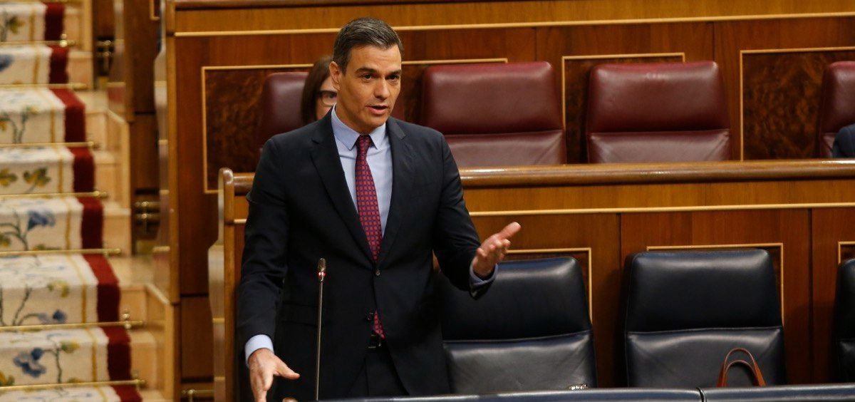 El presidente del Gobierno, Pedro Sánchez, interviniendo en el Congreso de los Diputados (Foto: Flickr PSOE)