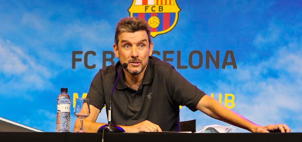 Juan Carlos Unzué, en rueda de prensa (Foto: FC Barcelona)